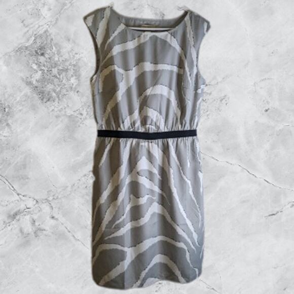 Loft Medium, sleeveless, lined, elastic waist, gray & white dress. Office, party - Picture 1 of 1